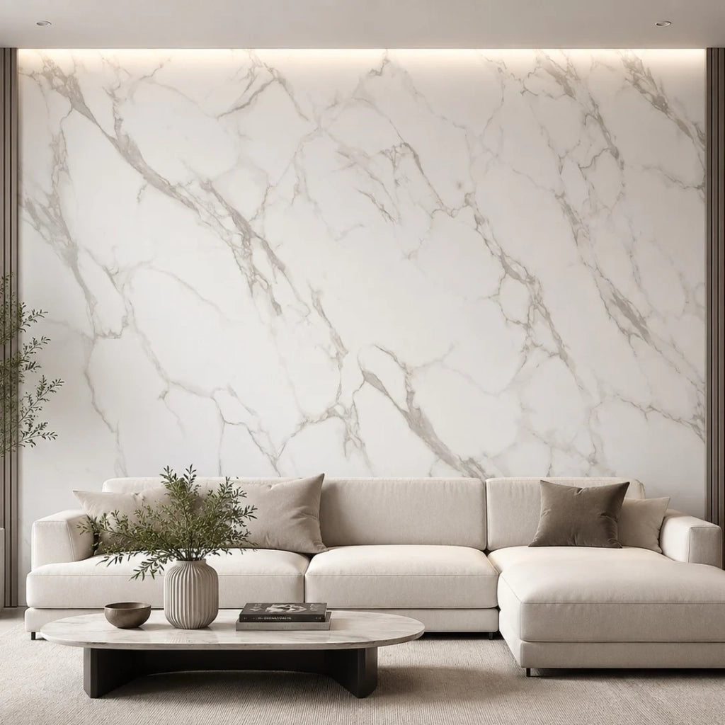 Piastrelle Autoadesive PVC Divina Home Effetto Marmo Bianco, Set 22 Pz per 2 mq, Spessore 0,15 cm, 30,4x30,4 cm - Design Moderno e Versatile