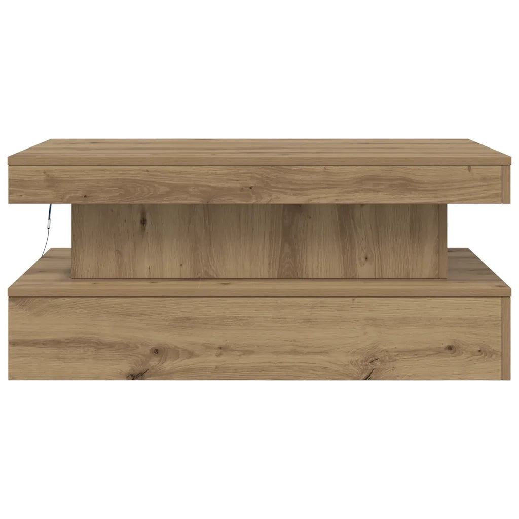 vidaXL Tavolino da Salotto con Luci LED Rovere Artigianale 90x50x40 cm