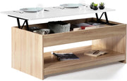 Tavolino con piano sollevabile SOA wood imitazione faggio bianco
