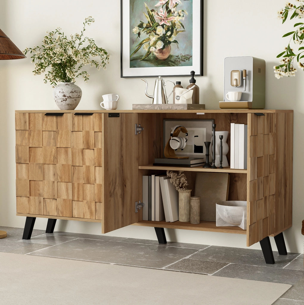 Credenza moderna 4 ante in legno con ripiani regolabili 160,5x35,5x78 cm