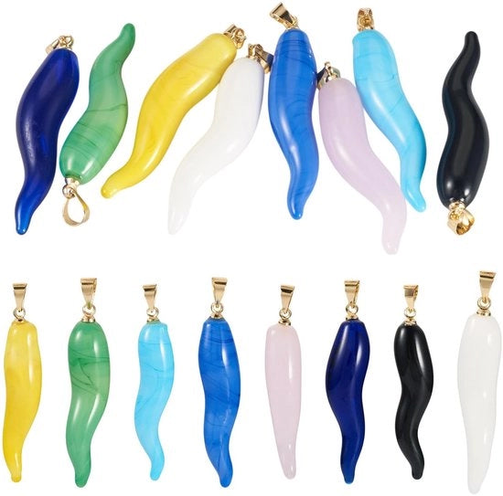 Set di Cornicelli da 8 - Campanelli - Gioielli Fai da Te - Bracciale/ Collana/Orecchini - Vetro Latticinato di Alta Qualità - Progetto Unico - Campanelli