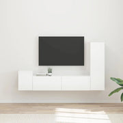 Set mobile TV 4 pcs Bianco Lucido Legno multistrato