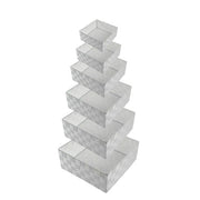 Trade Shop - 6 Pz Scatola In Tessuto Contenitori Organizer Bagno Armadio Porta Oggetti Grigio 79073 -