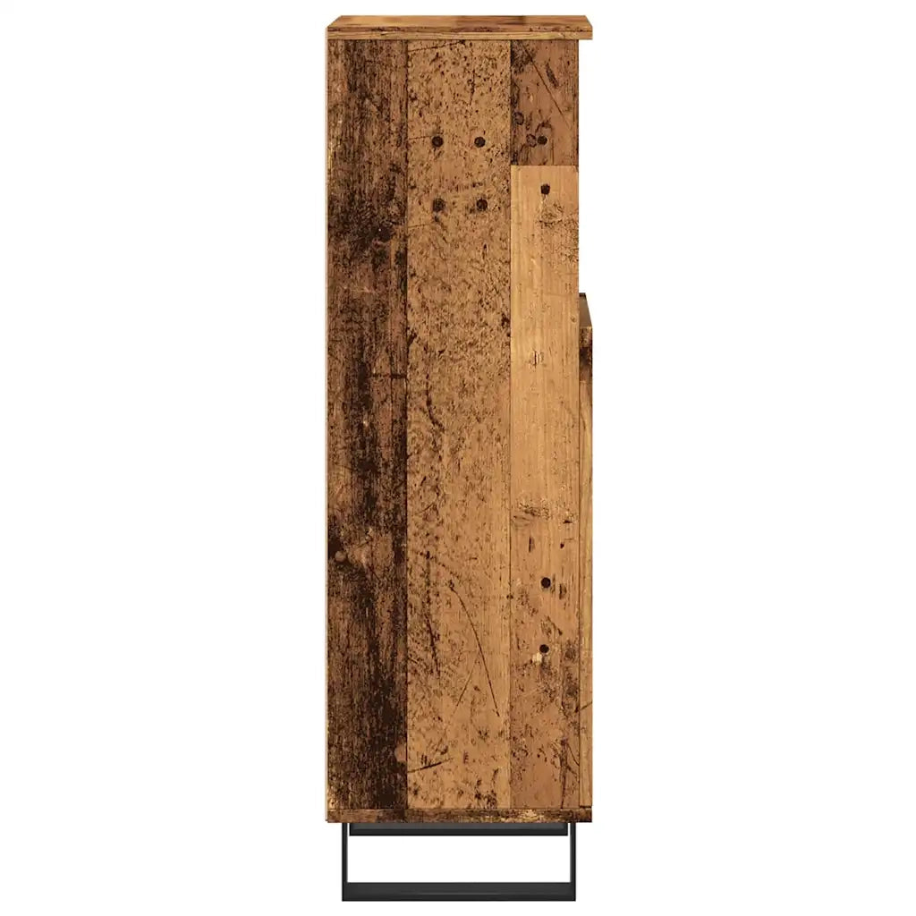 Mobiletto da bagno vintage in legno composito 30 x 30 x 100 cm ampio spazio contenitivo stile industriale finitura effetto legno anticato 02_0051091