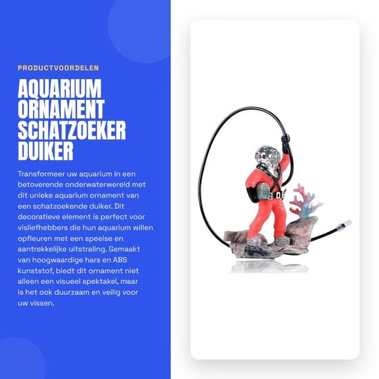 Decorazione Acquatica Ornamento Duiker - Decorazione Sottomarina - Cacciatore di Tesori - Boccia di Bolle - Leggero - Materiale Hars/ABS 106 x 85 x 35 mm - Decorazione Acquatica