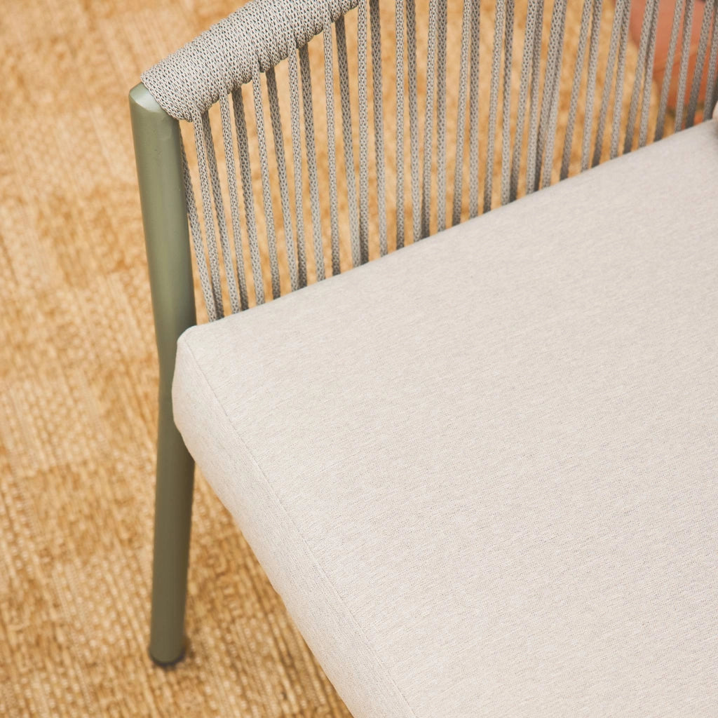 Salotto da giardino in acciaio e corde in resina, 4 posti, beige