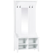 Appendiabiti Scarpiera con Specchio ¨C zephmum ¨C Legno Bianco 80x40x170cm