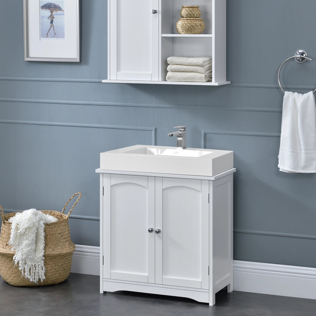 Mobile Sottolavabo da Terra con 2 Ante e Ripiano 60 x 60 x 30 cm - Bianco [en.casa]