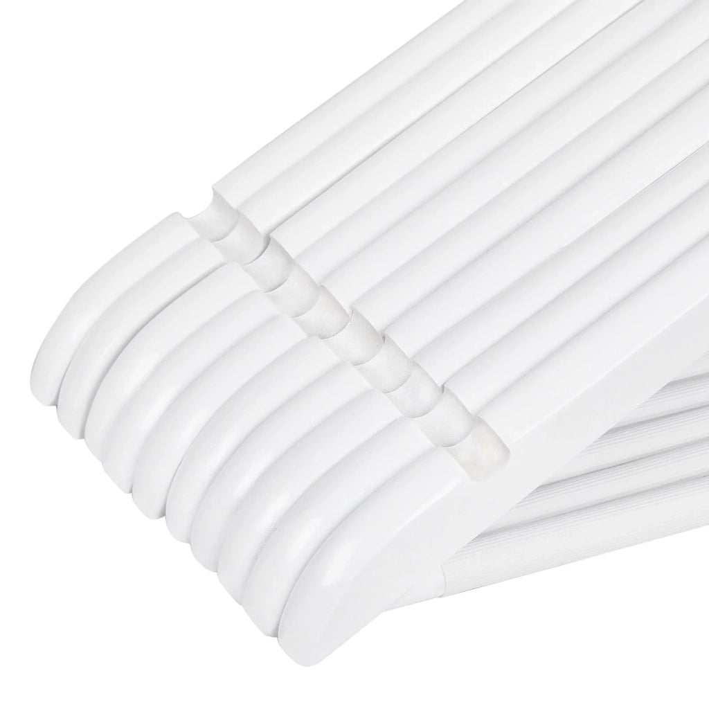 Set di 50 grucce in acero con scanalature e barra porta pantaloni rotazione a 360 gradi bianco 12_0003786