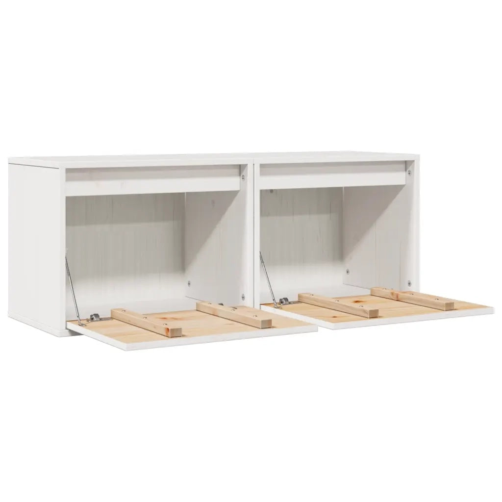 Pensili Bianchi 2 pz 45x30x35 cm in Legno Massello di Pino 813438