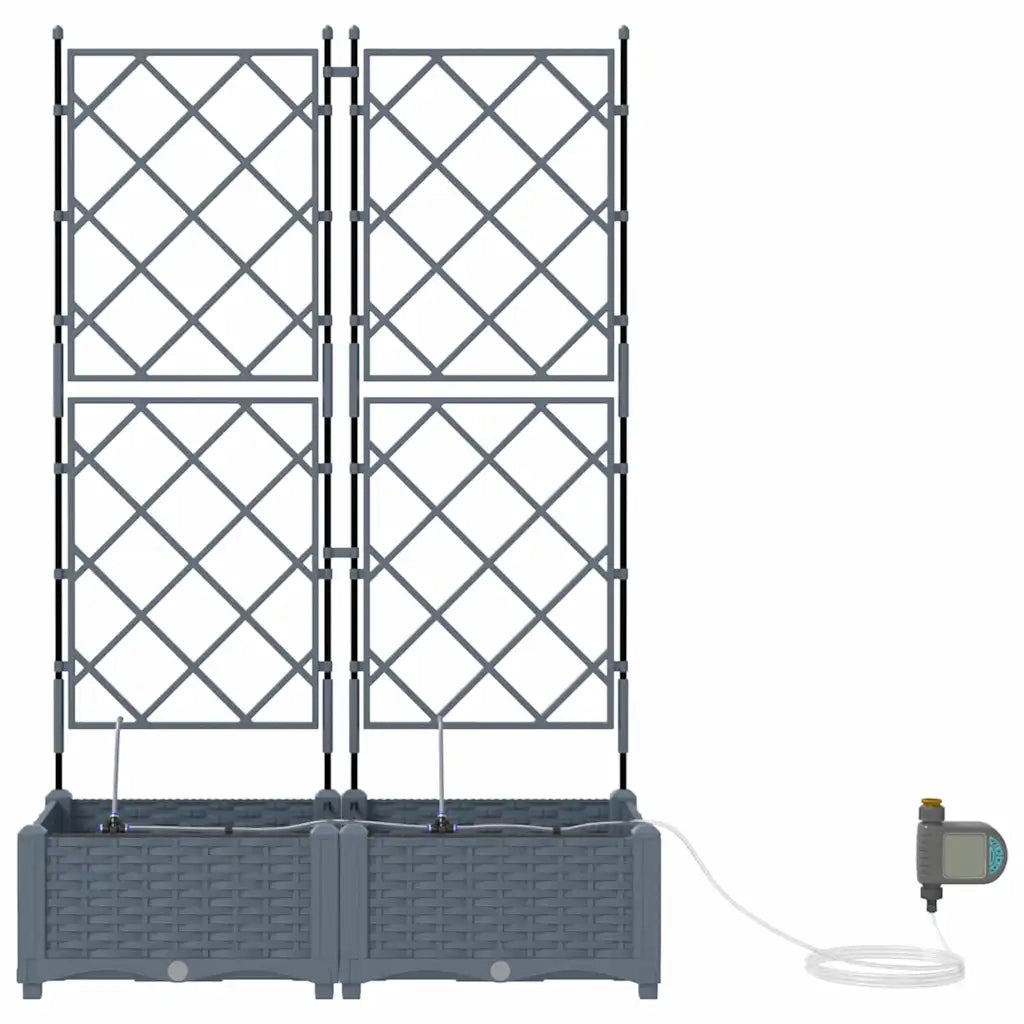 2 pz Fioriere | Cassetta per fiori | Vaso da giardino Grigio Chiaro 80 x 40 x 126 cm Plastica