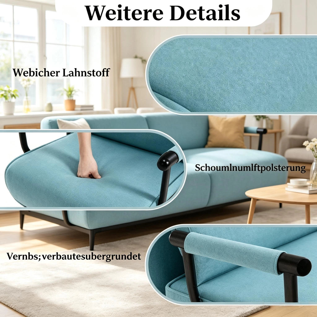 Poltrona letto convertibile 3 in 1 con schienale reclinabile a 5 posizioni, senza materasso, blu