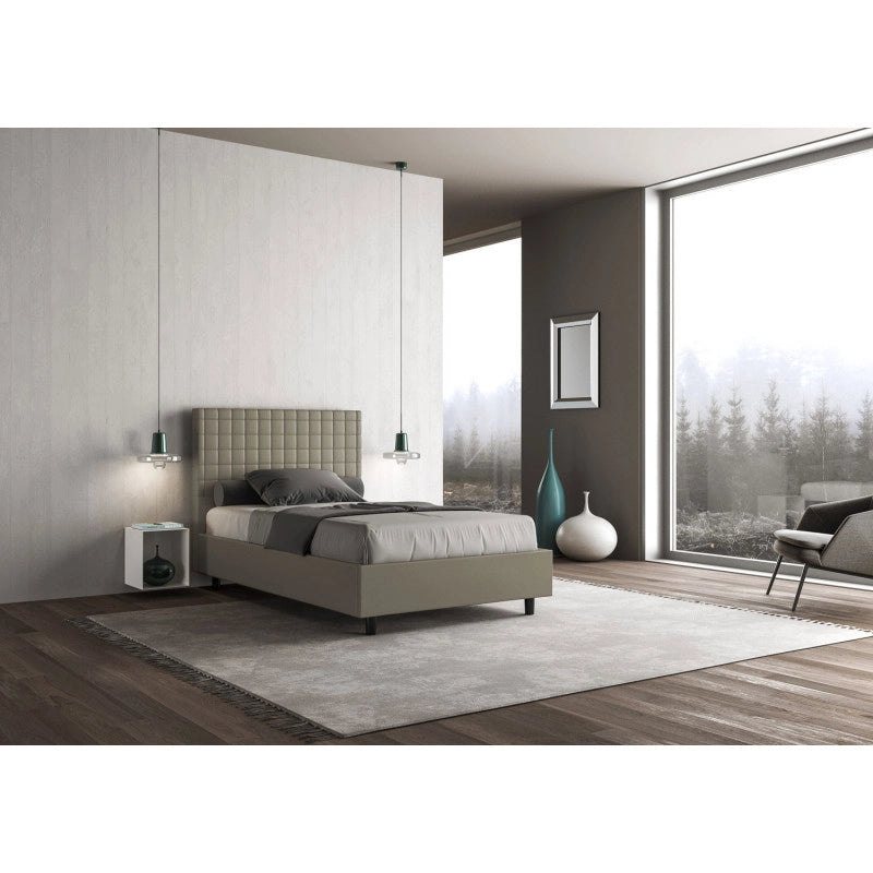Letto imbottito Piazza e mezzo 110x190 cm Sunny - Similpelle,Cappuccino,Con rete