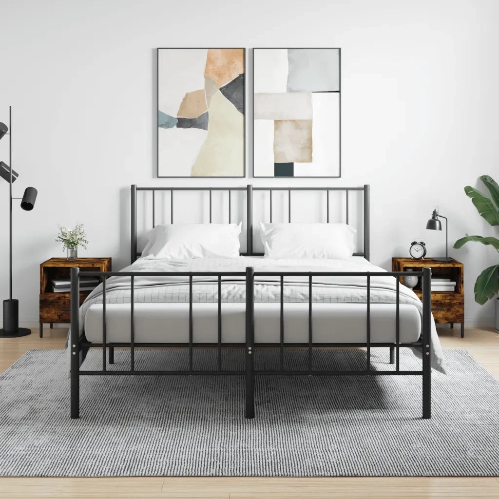 Set di 2 Comodini | Armadio da Notte | Mobiletto da notte Rovere Fumo 40x35x47,5 cm in Legno Multistrato
