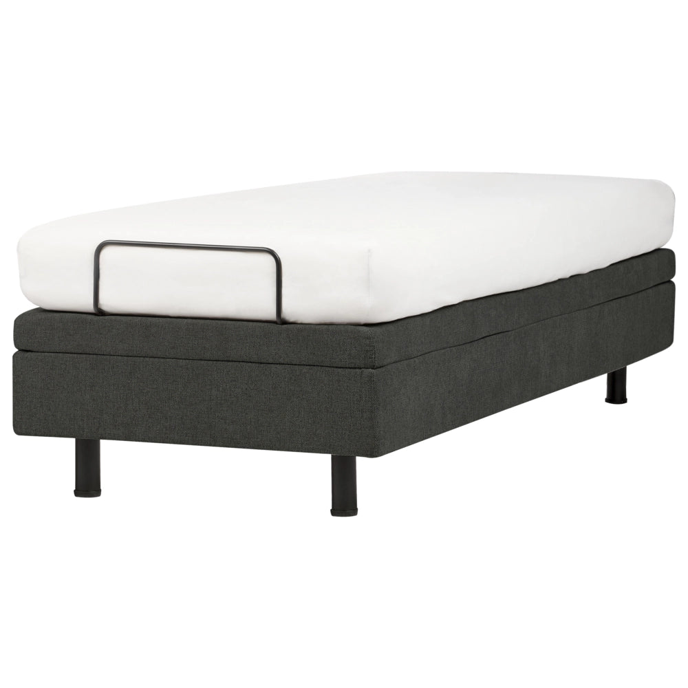 Letto singolo tessuto grigio scuro regolabile elettronicamente con telecomando senza testiera 80x200 cm stile moderno
