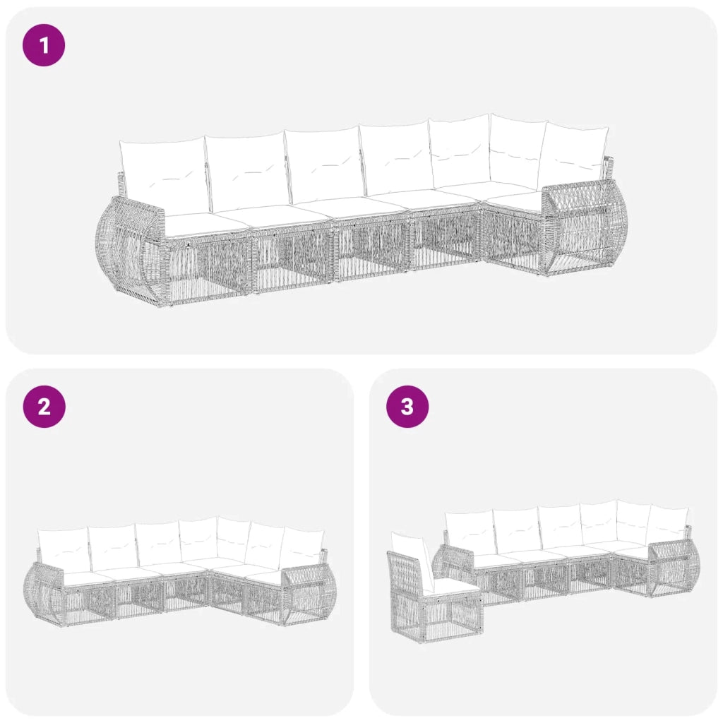 Set Divano da Giardino 6 pcs Beige e Bianco Crema polyrattan 3435423