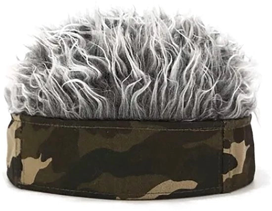 Parrucca Artificiale per Uomo - Fascia per Capelli - Capelli Corti - Adesivi - Modelli per Uomo - Colorazione Camouflage Grigio - Circonferenza Capelli 59 cm - Parrucche per Uomo
