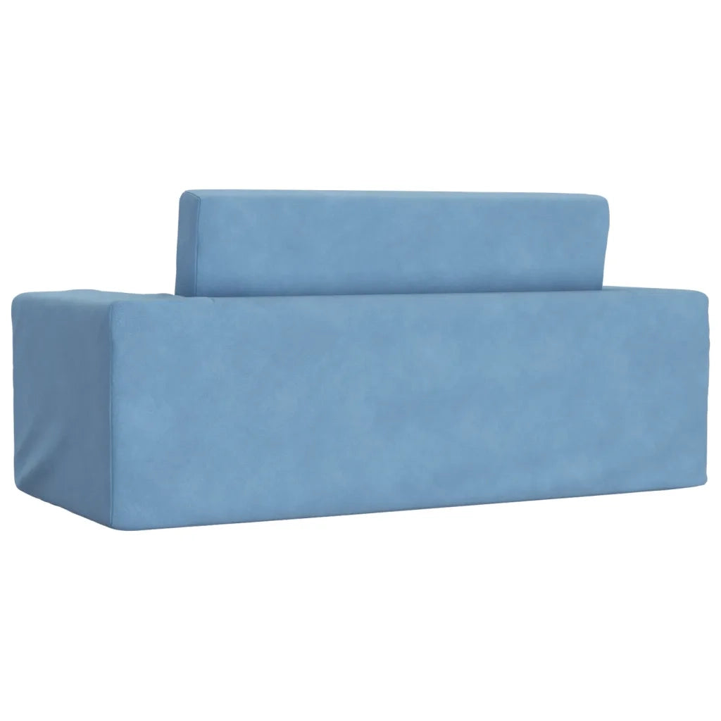 Divano Letto per Bambini a 2 Posti Blu in Morbido Peluche 357032