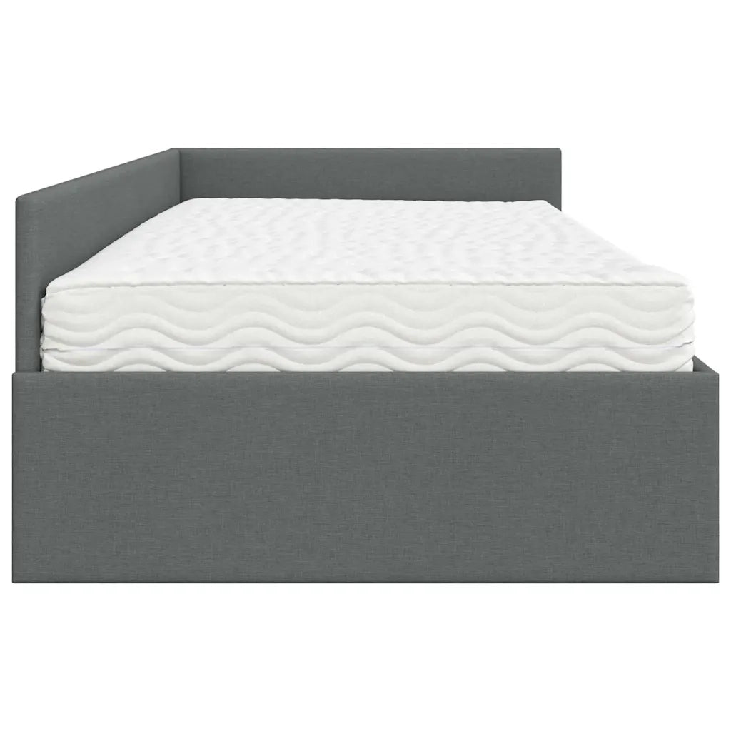 Struttura Letto Angolare con Materasso 2 pz-Giroletto con materasso Grigio Tessuto 374295