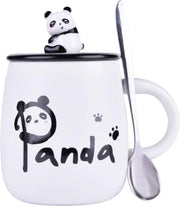 Ceramica 3D Panda con Coperchio e Cucchiaio - Caffettiera Ceramica Originale per Caffè, Tè e Latte - Carino Regalo per Amanti degli Animali