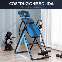 Panca a Inversione Pieghevole con Schienale regolabile 132x71x145cm, Nero e Blu
