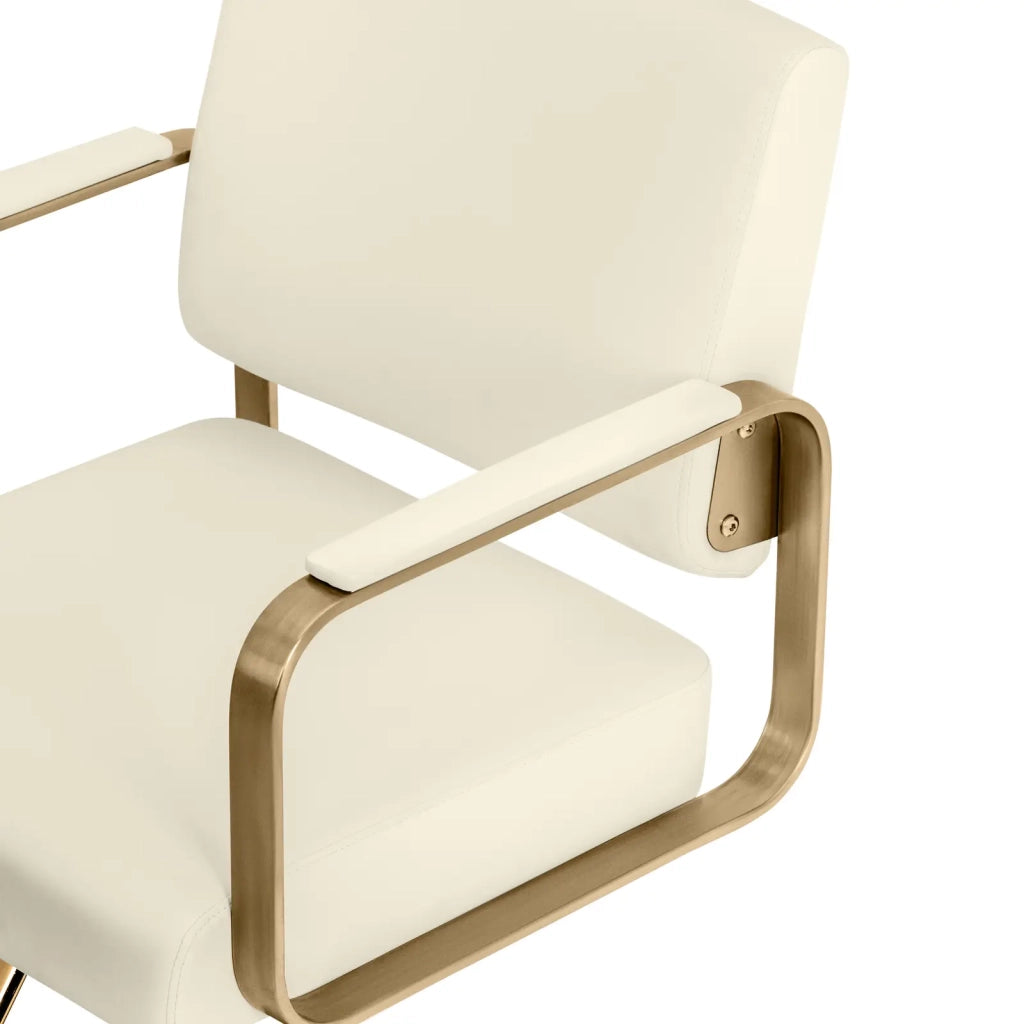 Poltrona da parrucchiere con poggiapiedi 94 x 59 x 88 cm 200 kg crema oro 14_0008969