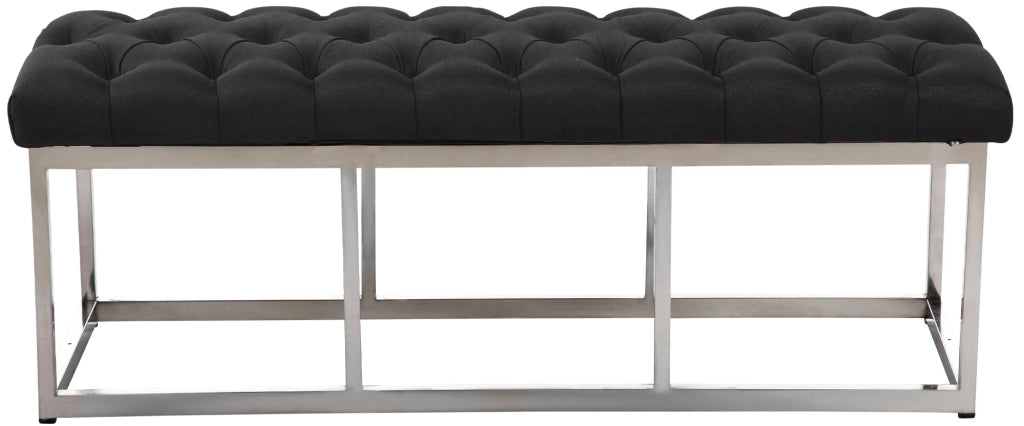 Panca AMUN in tessuto e acciaio inox grigio scuro,120 cm