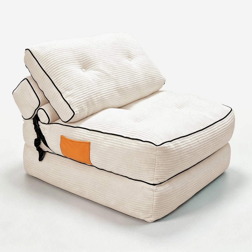 Divano letto pieghevole pouf ¨C Minimal ¨C tessuto beige 70x100x60 cm