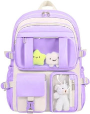 Borsa per bambini con maniglie in piuma - zaino scolastico viola