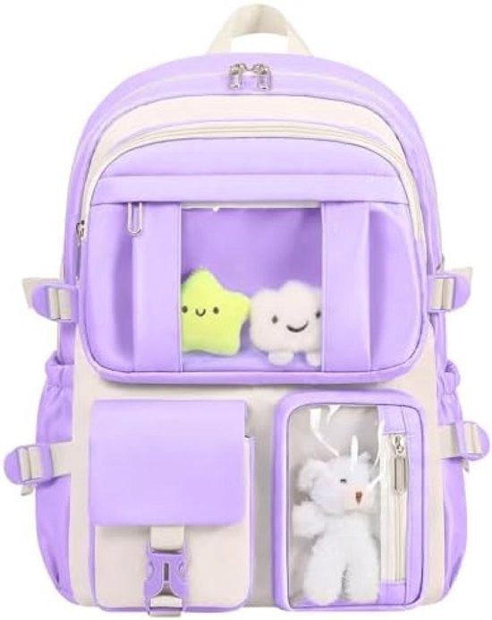 Borsa per bambini con maniglie in piuma - zaino scolastico viola