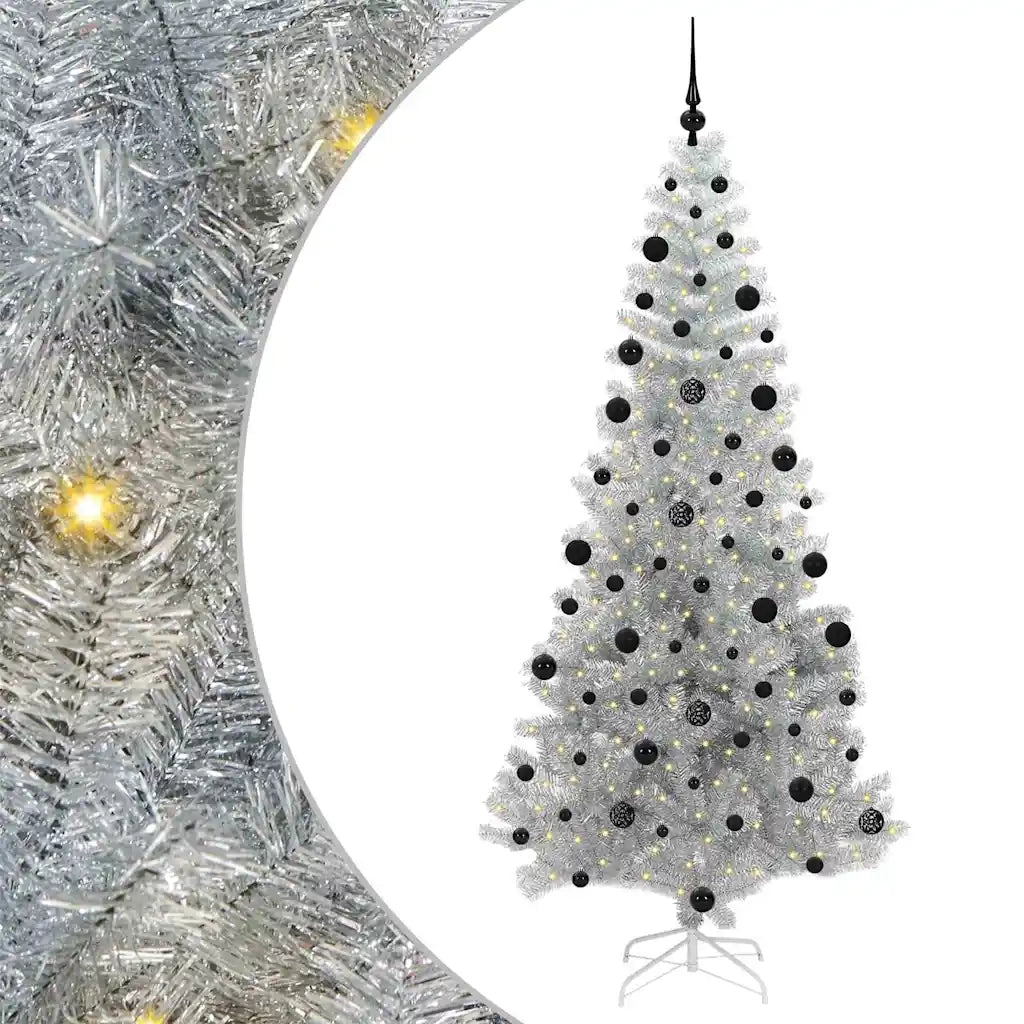 Albero di Natale con 300 LED con supporto Argento 210 cm PET 3396684