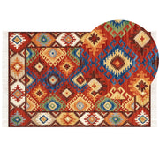 Tappeto di lana multicolore 200 x 300 cm kilim fatto a mano con nappe soggiorno camera da letto