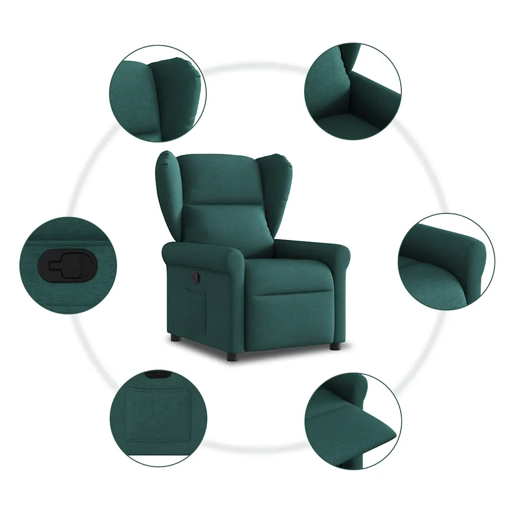 Divano Sedia-Poltrona Reclinabile in Tessuto Verde Scuro 839779