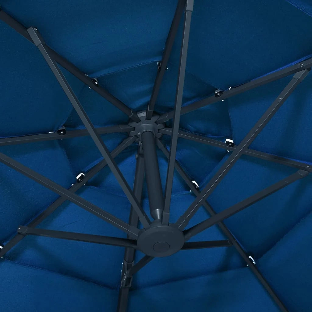 Ombrellone a quattro livelli con palo in alluminio 3 x 3 m blu 02_0008787