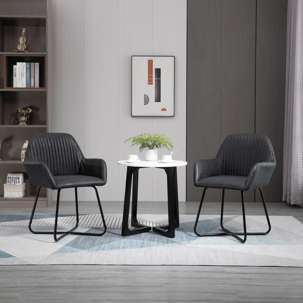 Set 2 Sedie da Pranzo Imbottite in Similpelle ¨C Zephmum ¨C Marrone 60x56.5x85