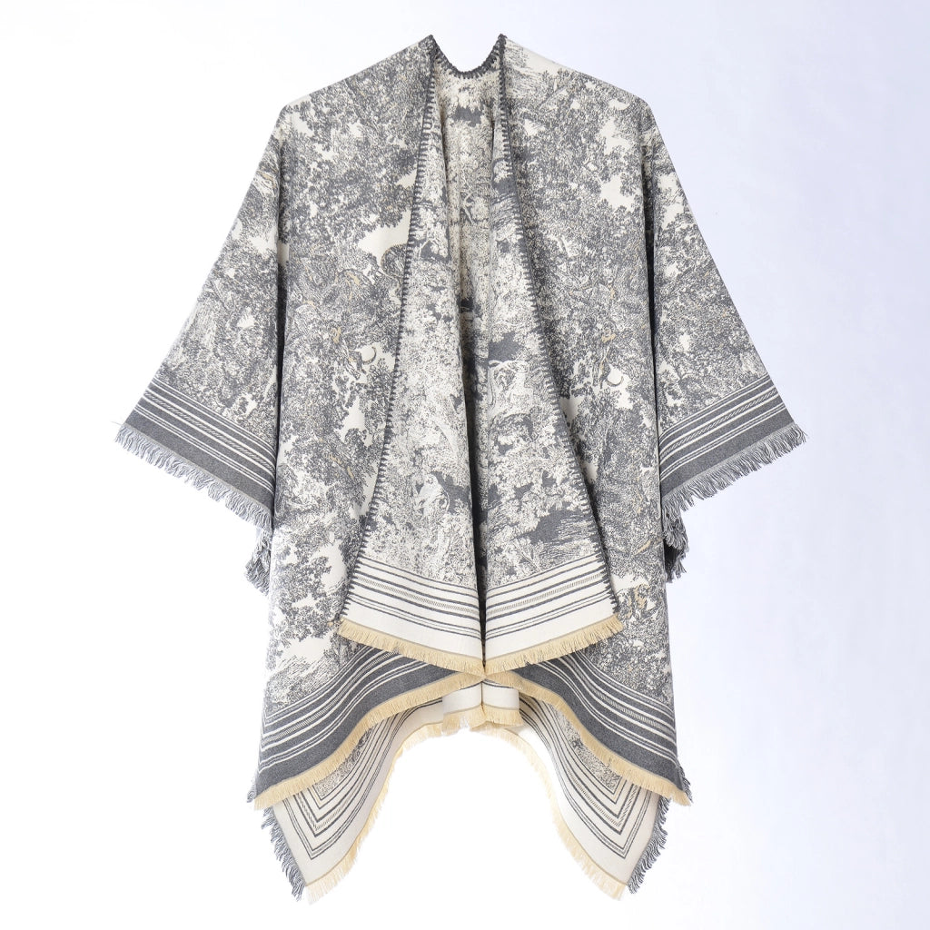 Nuova sciarpa a catena con motivo floreale, stile europeo e americano, in cashmere, calda, versatile, bellissima sciarpa/mantella