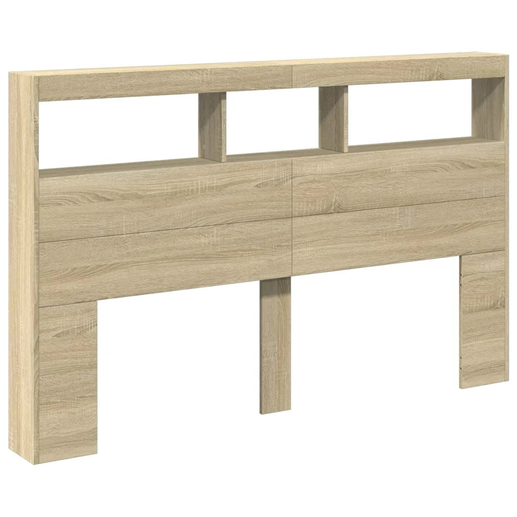 Testiera con Contenitore a LED Rovere Sonoma 160x17x102 cmcod mxl 88233