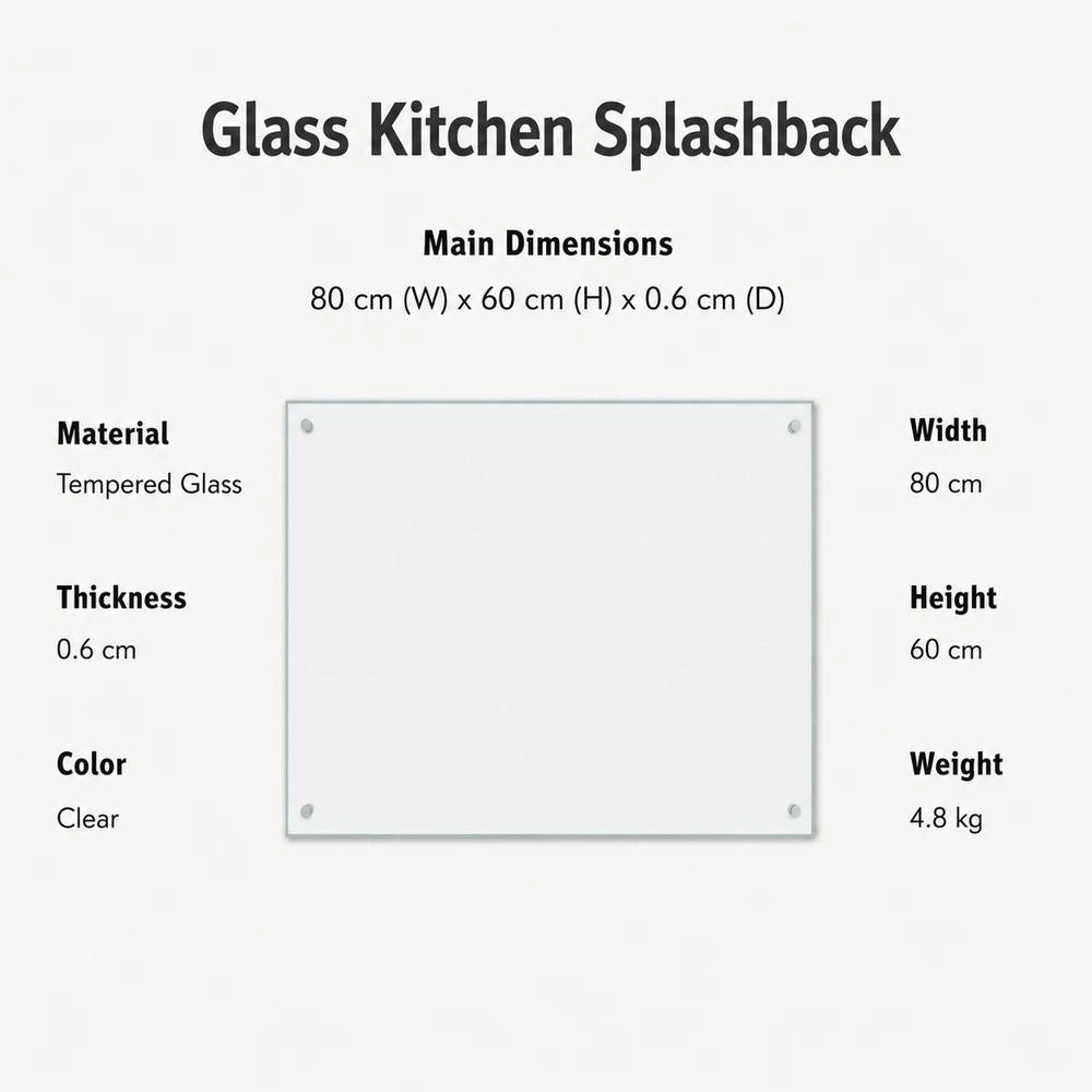 Kitchen Backsplash, Transparent, 90x60 Cm, Tempered Glass