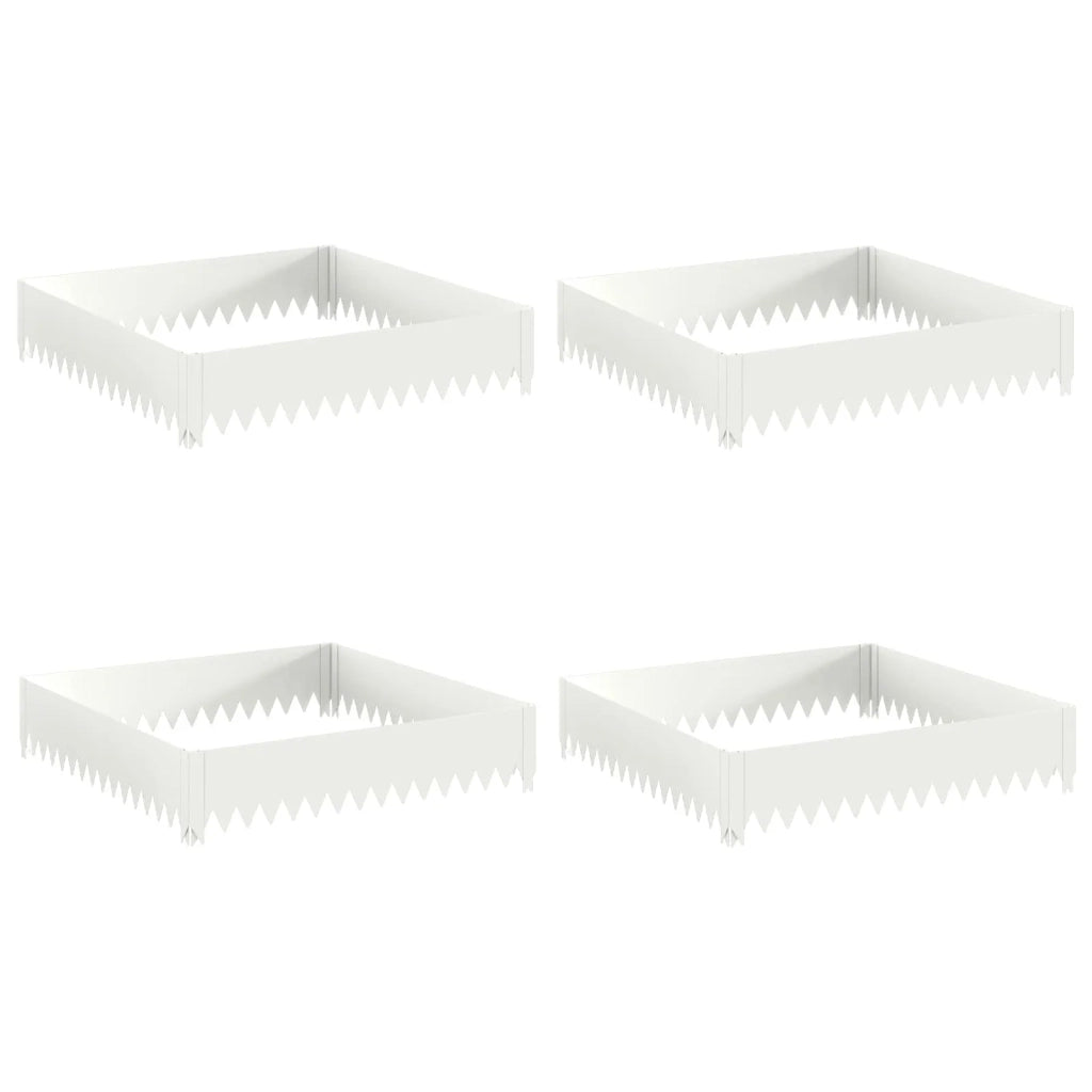 Bordura per Prato 4 pz 100 x 100 x 20 cm Acciaio Bianco 8008962