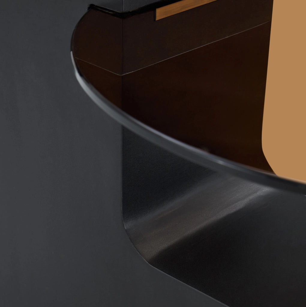Set di tavolini rotondi a 2 livelli in MDF e vetro, nero e effetto legno