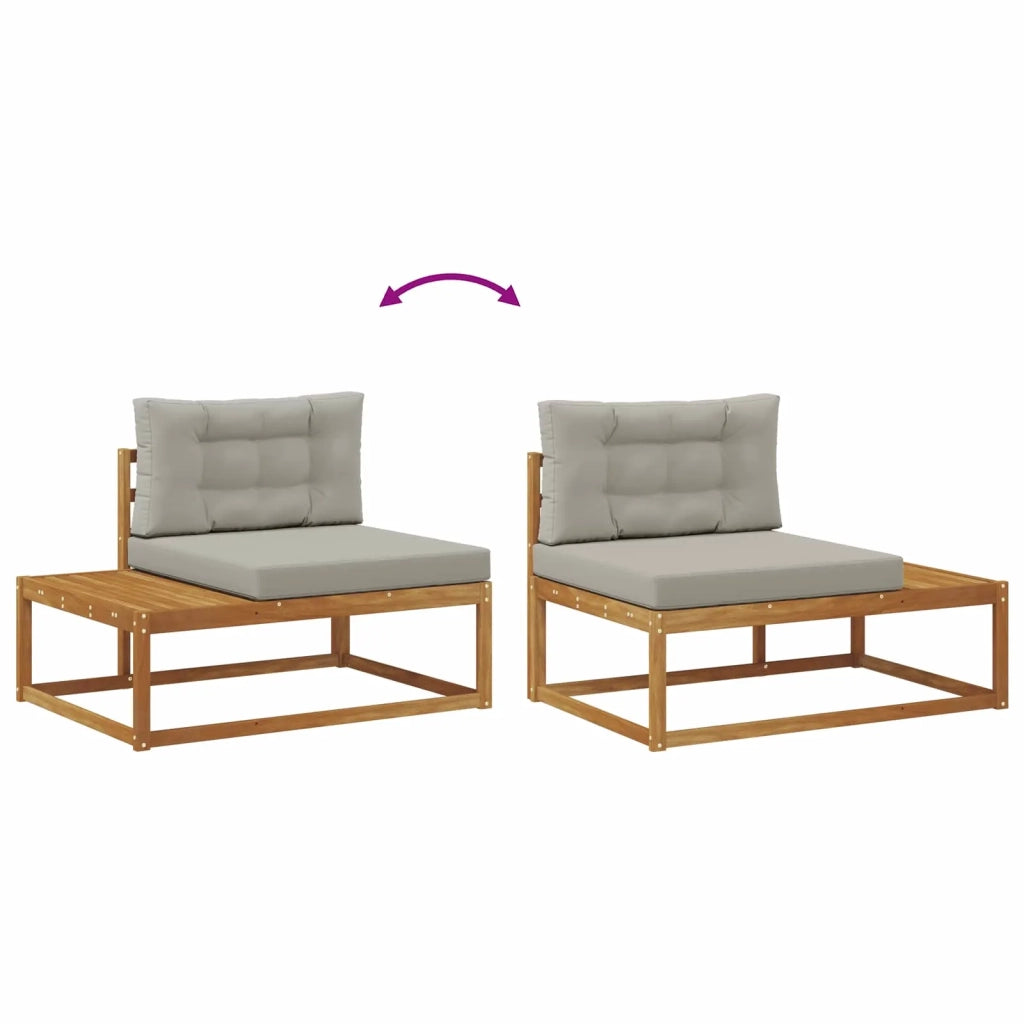 Set di divani da esterno-Sofa da giardino con cuscino Grigio Naturale e Chiaro 976902