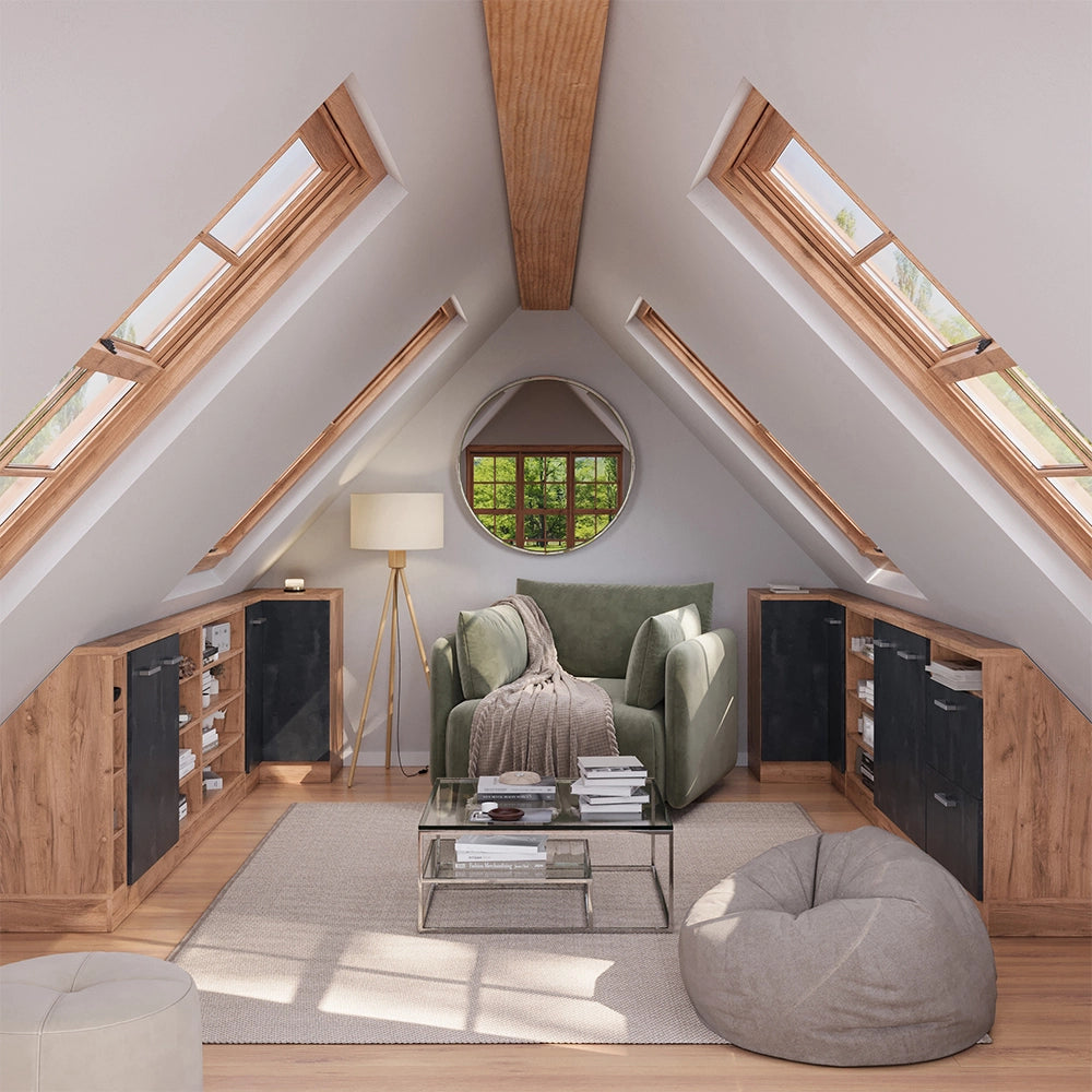 Mobile sottotetto Mobile angolare Rion Calce nera/Rovere dorato 75.6 x 83.8 cm con 1 porta Vicco