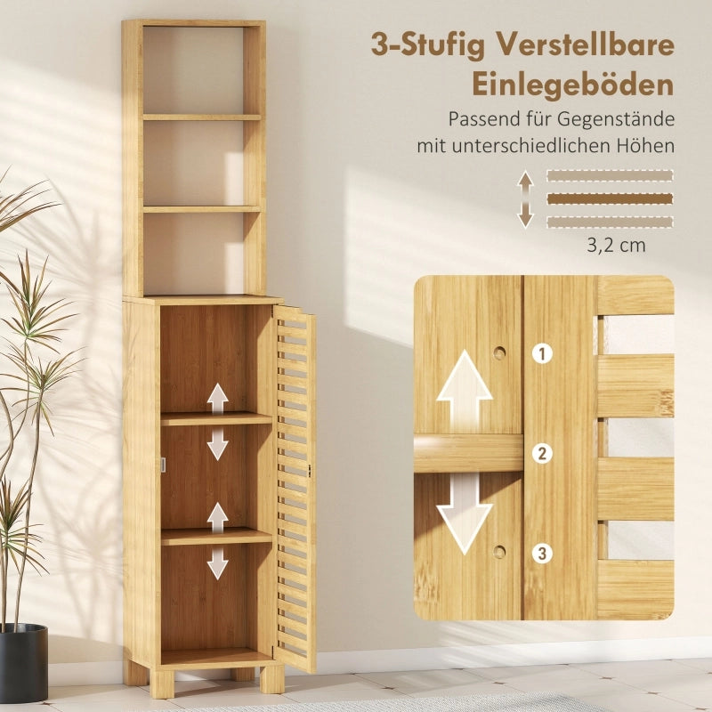 ARMADIO BAGNO 34x30x170 cm Bambù Naturale con ante a lamelle