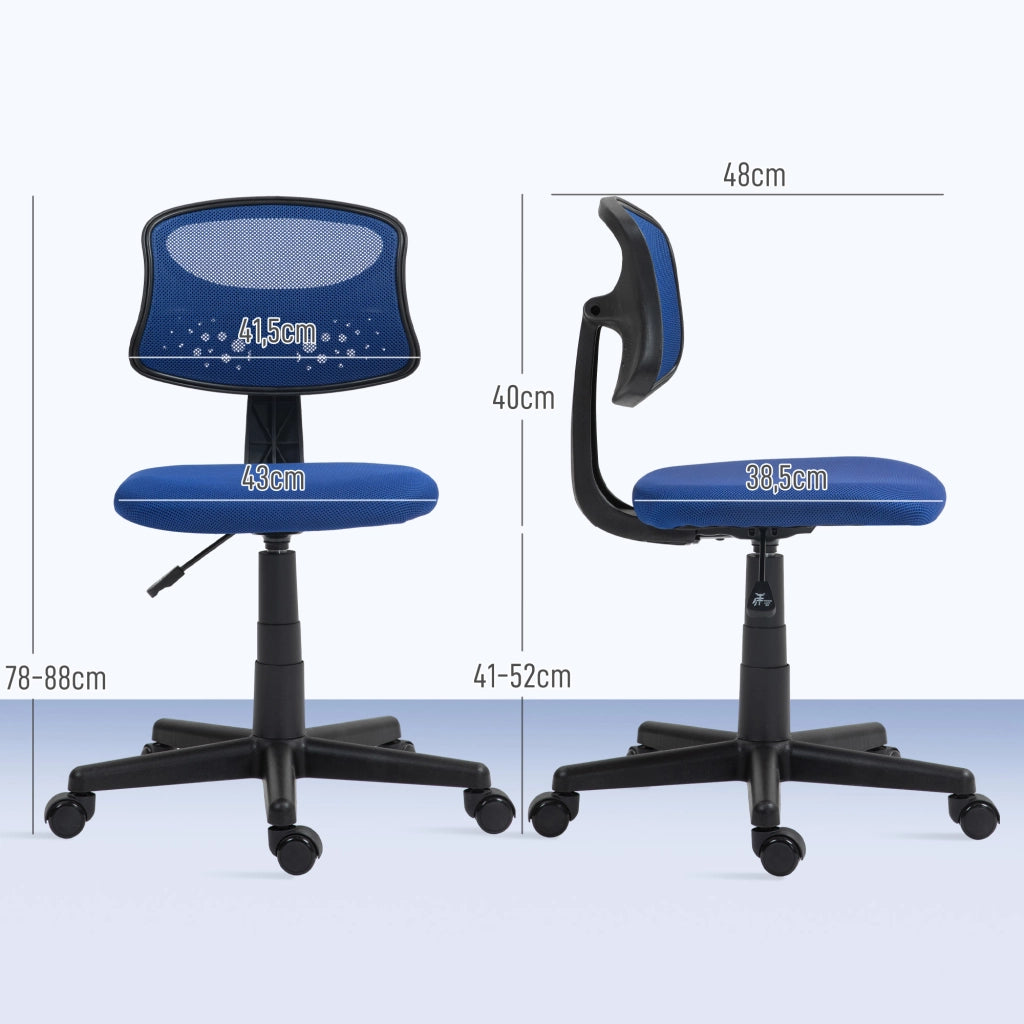 Sedia da ufficio senza braccioli girevole con schienale in rete traspirante altezza regolabile ¨C zephmum ¨C blu