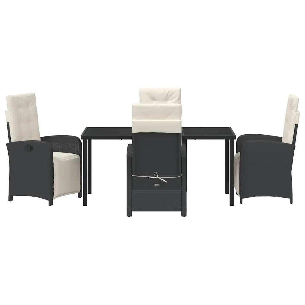 Set da Pranzo per Giardino con cuscino 5 pcs Nero polyrattan 3380305