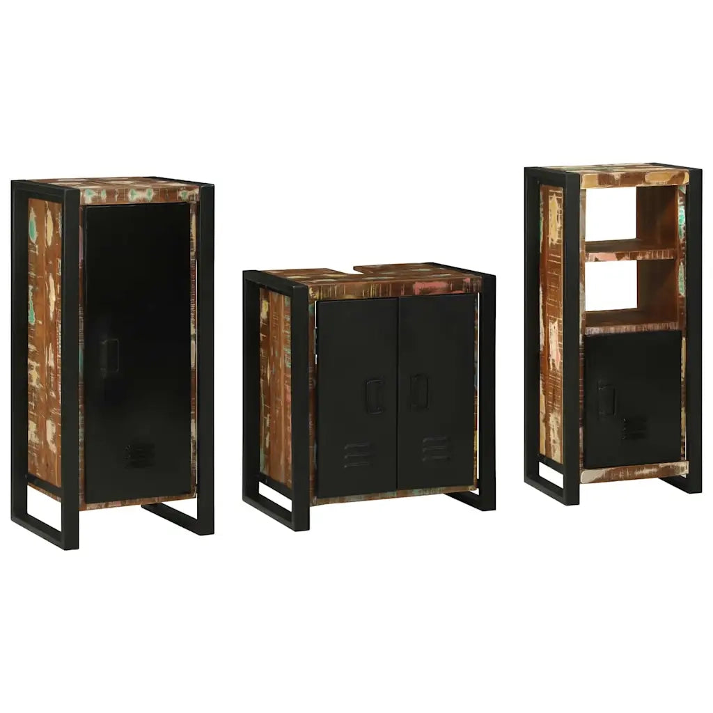 Set di mobili per il bagno 3 pcs Legno Recuperato Massello