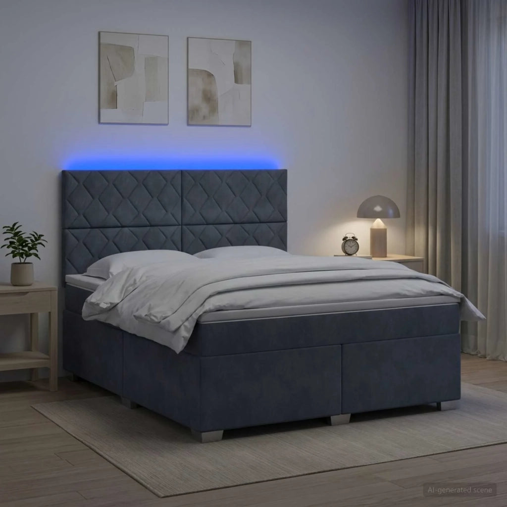 Letto box spring con materasso Grigio Scuro 180 x 200 cm 3455163