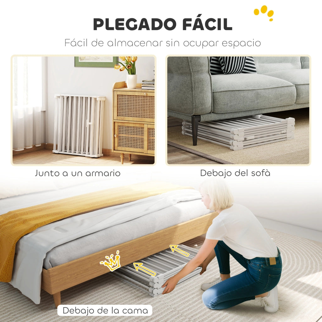 Barriera Pieghevole per Cani Porta Cancello 8 Pannelli ¨C Minimal ¨C Bianco