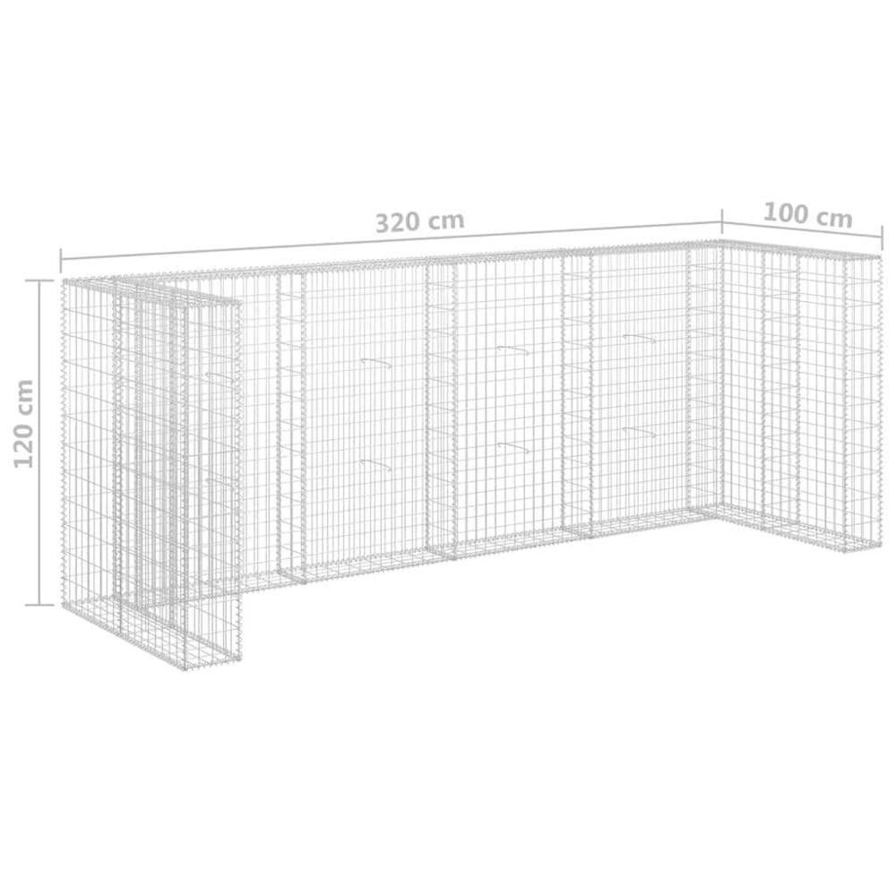 Gabion Wall For Garbage Cans, Galvanized Steel, 320x100x120 Cm