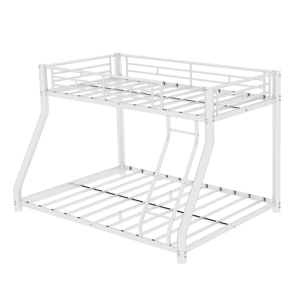 Letto a castello 90x190 cm e 140x190 cm con scala in ferro bianco